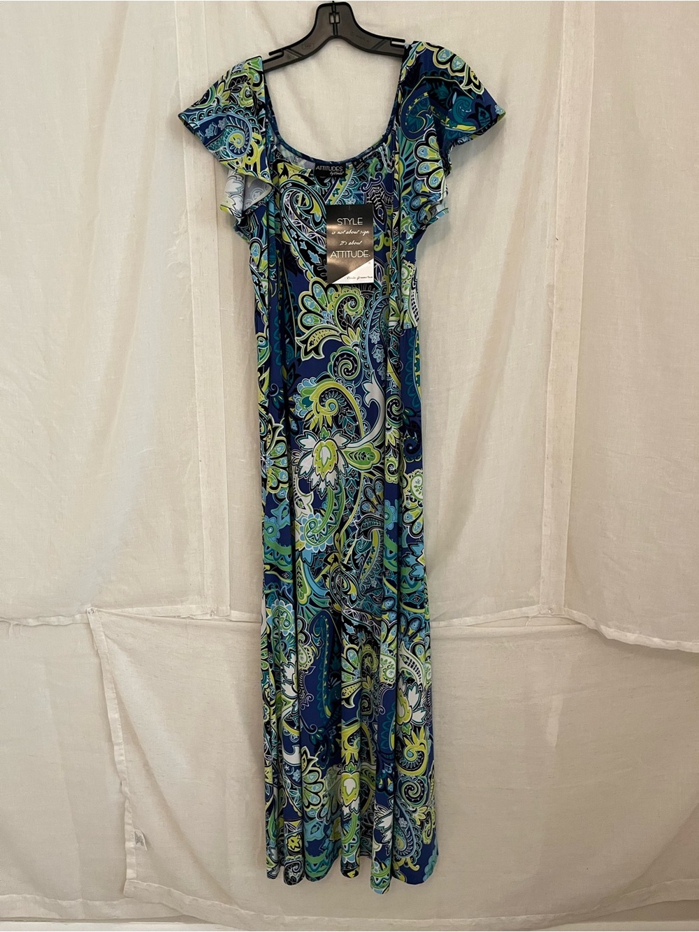Attitudes by Renee Blue, Green & Teal Paisley Maxi Dress